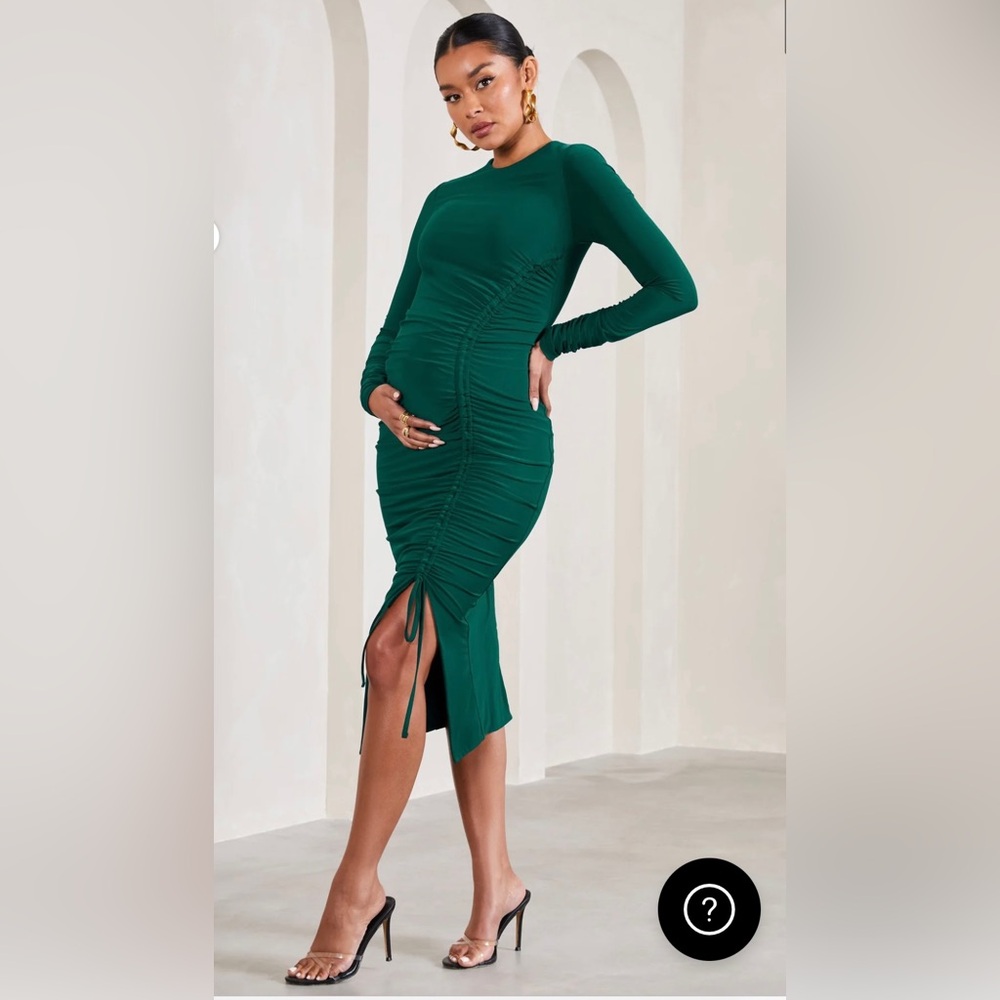 Club L London Eternal Long Sleeved Split Maternity Midi Dress